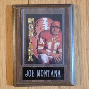 JOE MONTANA FOOTBALL CARD-KANSAS CITY CHIEFS (1994) WOODEN PLAQUE